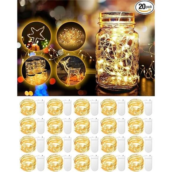 Warm White Fairy String Lights Battery Operated Copper Wire Mason Jar Decor - Picture 7 of 7